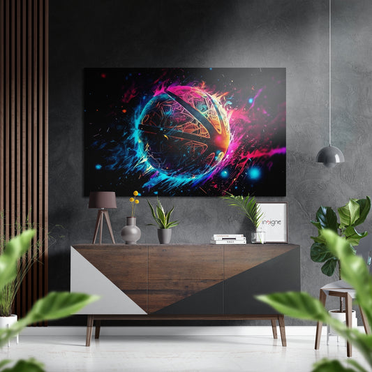 Neon Ball Brushed Aluminum Dibond Wall Art.