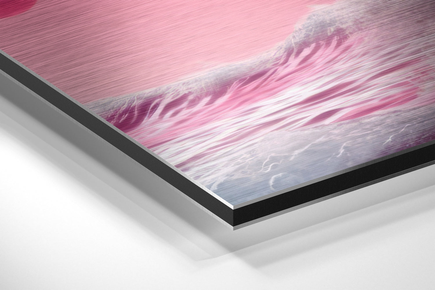 Surf in Pink Planet Brushed Aluminum Dibond Wall Art.