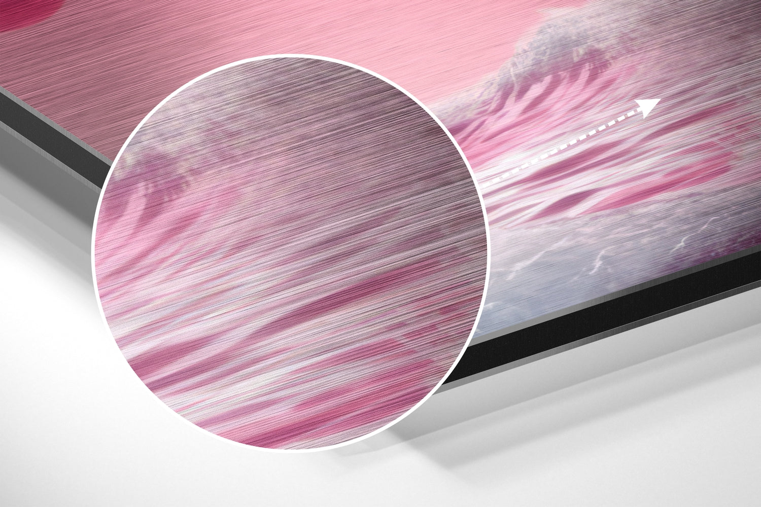 Surf in Pink Planet Brushed Aluminum Dibond Wall Art.