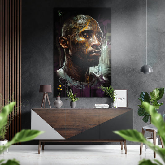 Basketball Icon Portrait Brushed Aluminum Dibond Wall Art