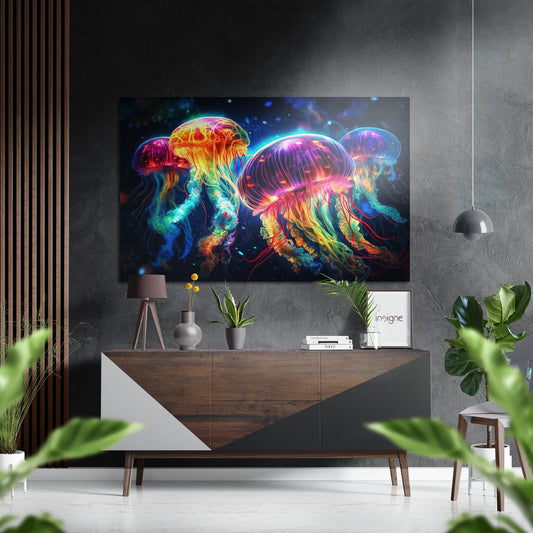 Jellyfish Brushed Aluminum Dibond Wall Art.