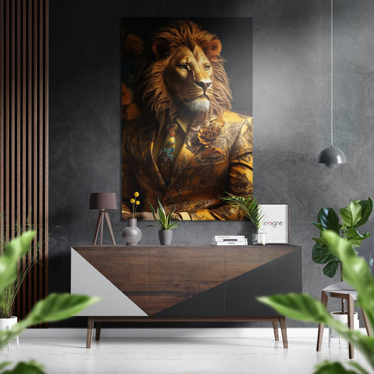 Mr. Lion Brushed Aluminum Dibond Wall Art.