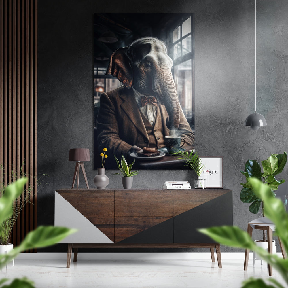 Elephant the Gentleman Brushed Aluminum Dibond Wall Art.
