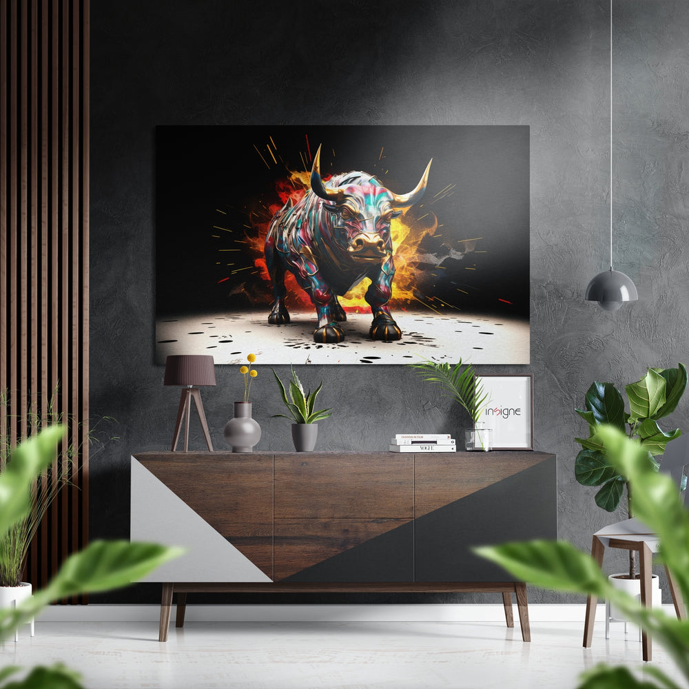 Bull Brushed Aluminum Dibond Wall Art.