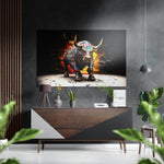 Bull Brushed Aluminum Dibond Wall Art.