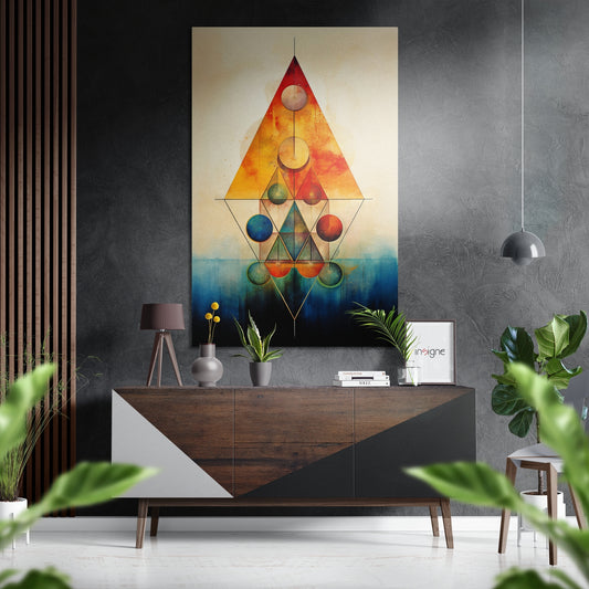 Triangles Brushed Aluminum Dibond Wall Art.