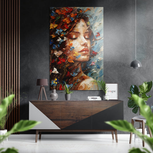 Woman Brushed Aluminum Dibond Wall Art.