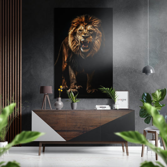 Lion Brushed Aluminum Dibond Wall Art.