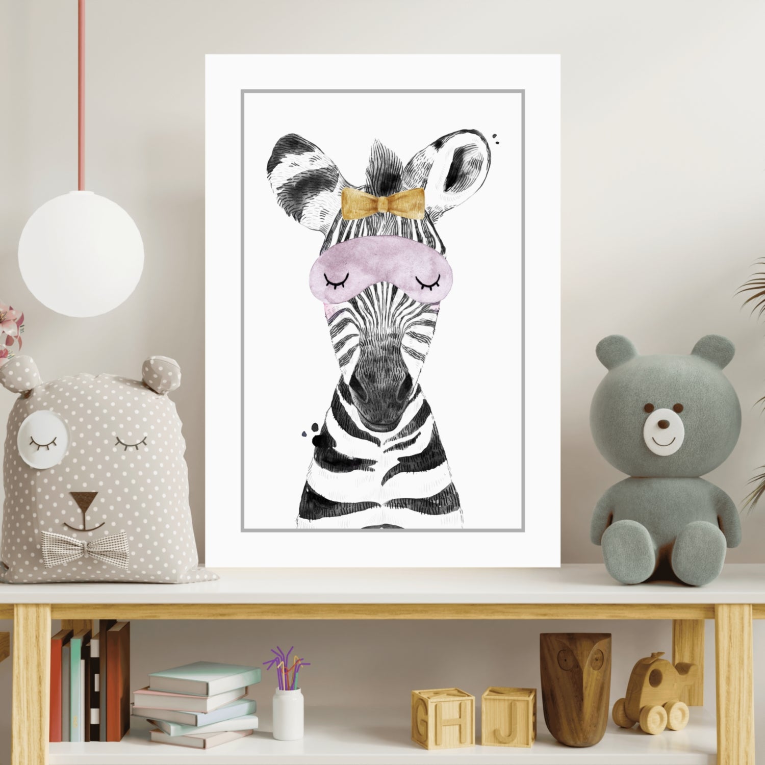 Sleepy Zebra Aluminum Print.