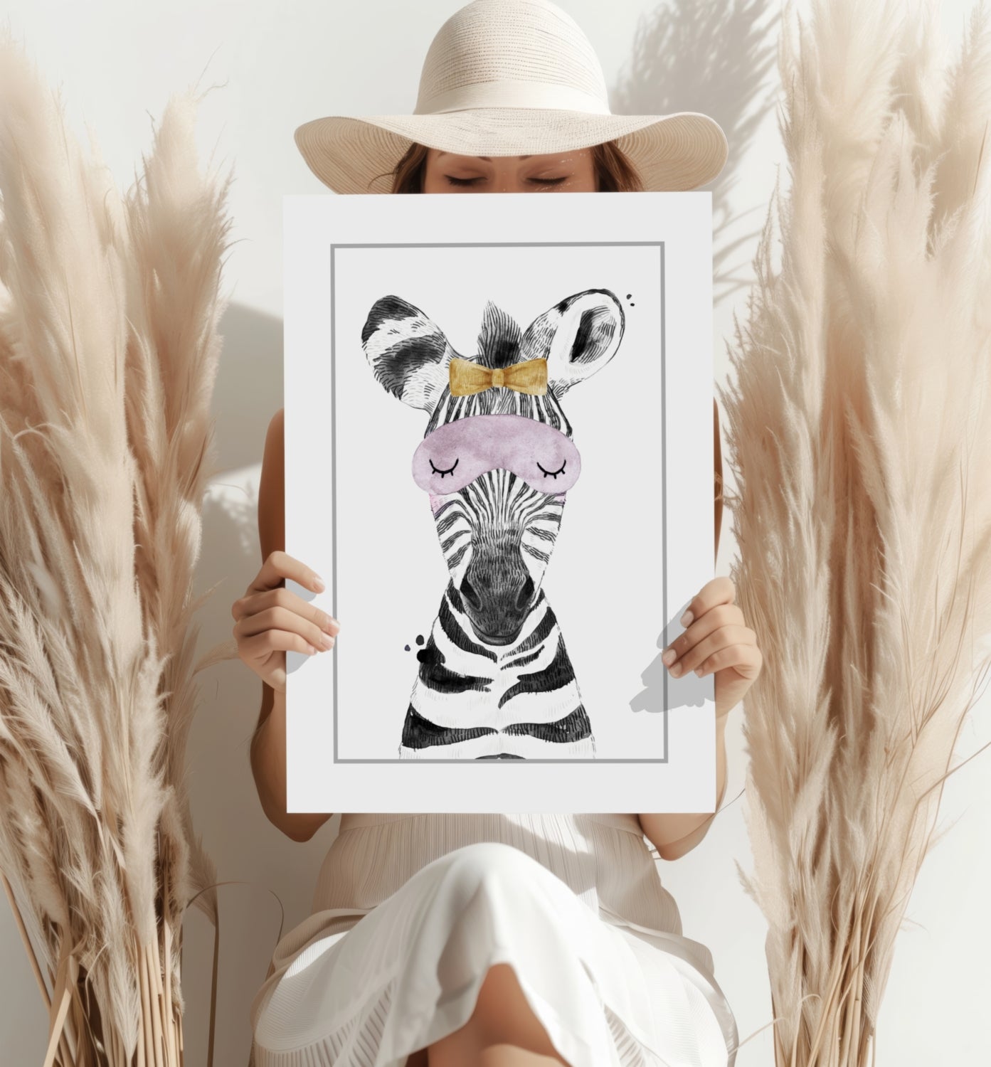 Sleepy Zebra Aluminum Print.