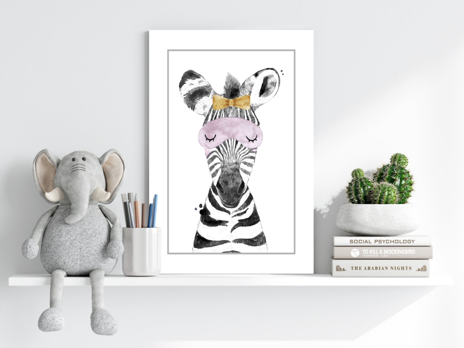 Sleepy Zebra Aluminum Print.