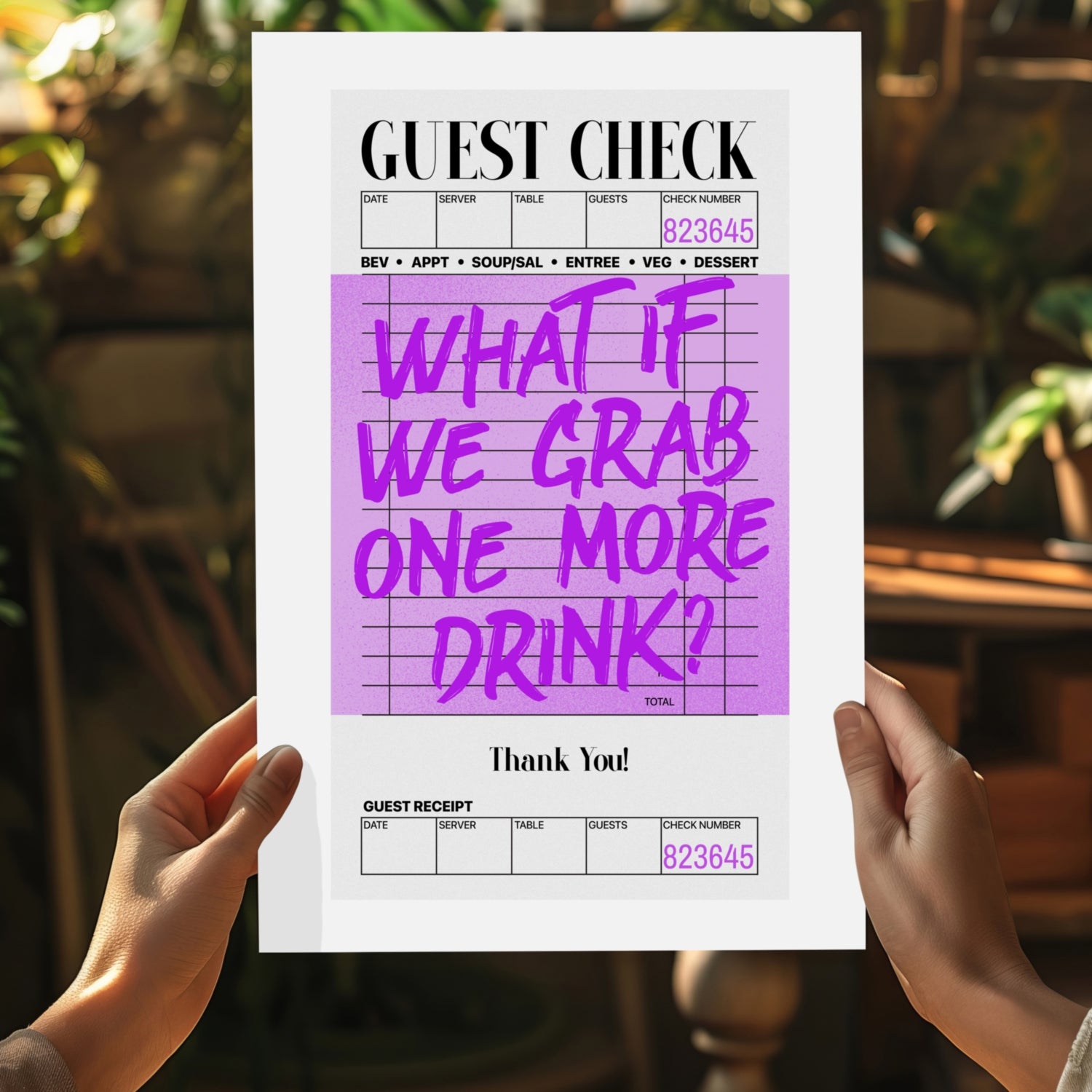 Guest Check Aluminum Print.