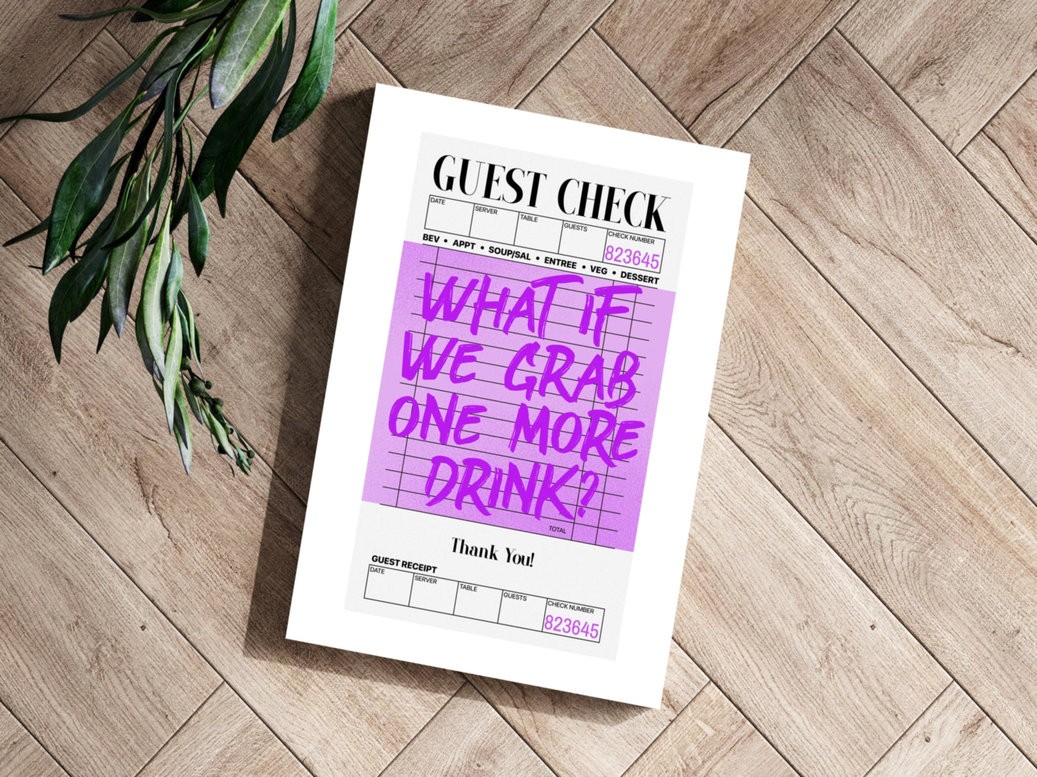 Guest Check Aluminum Print.