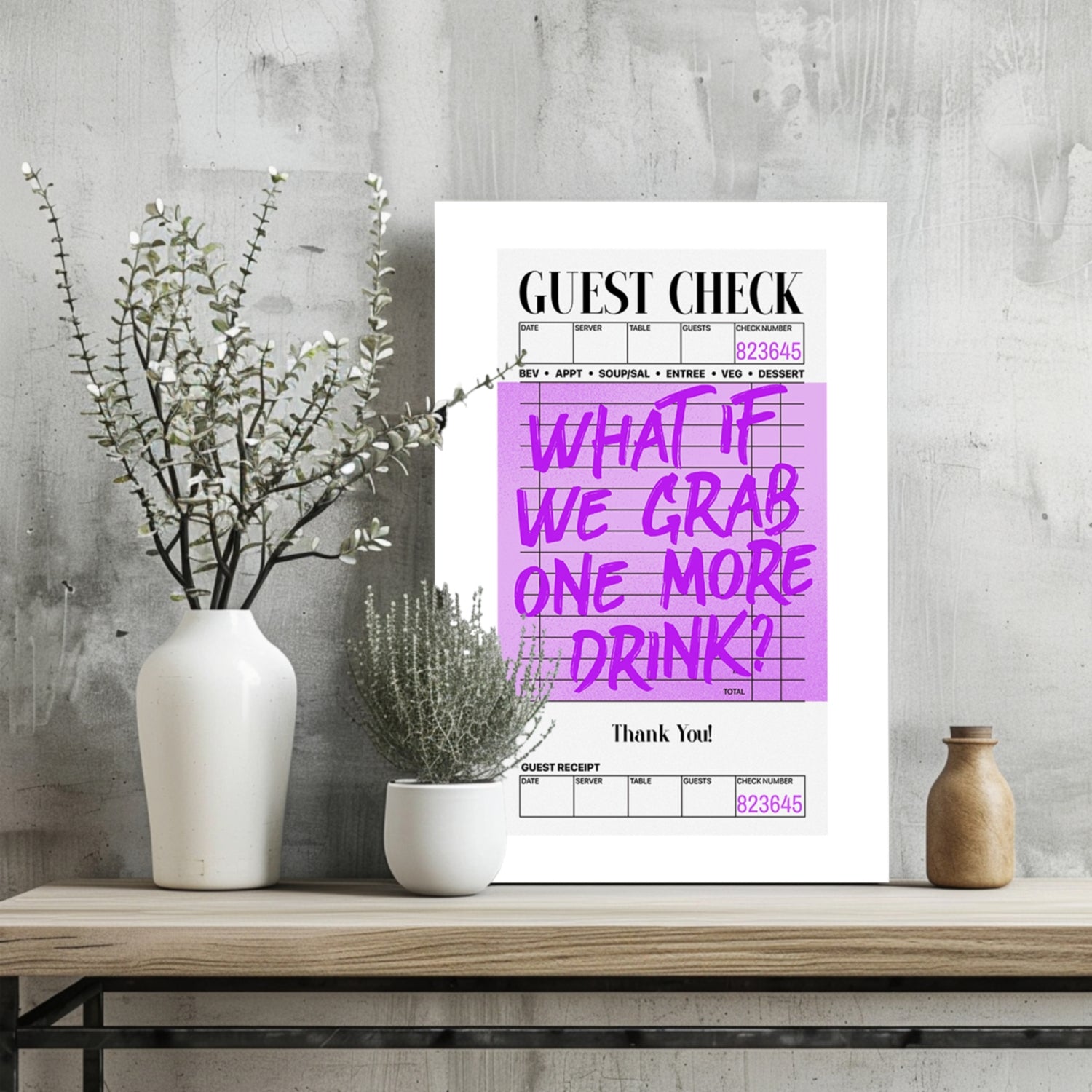 Guest Check Aluminum Print.