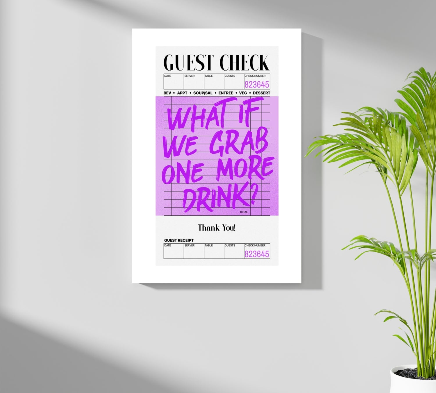 Guest Check Aluminum Print.