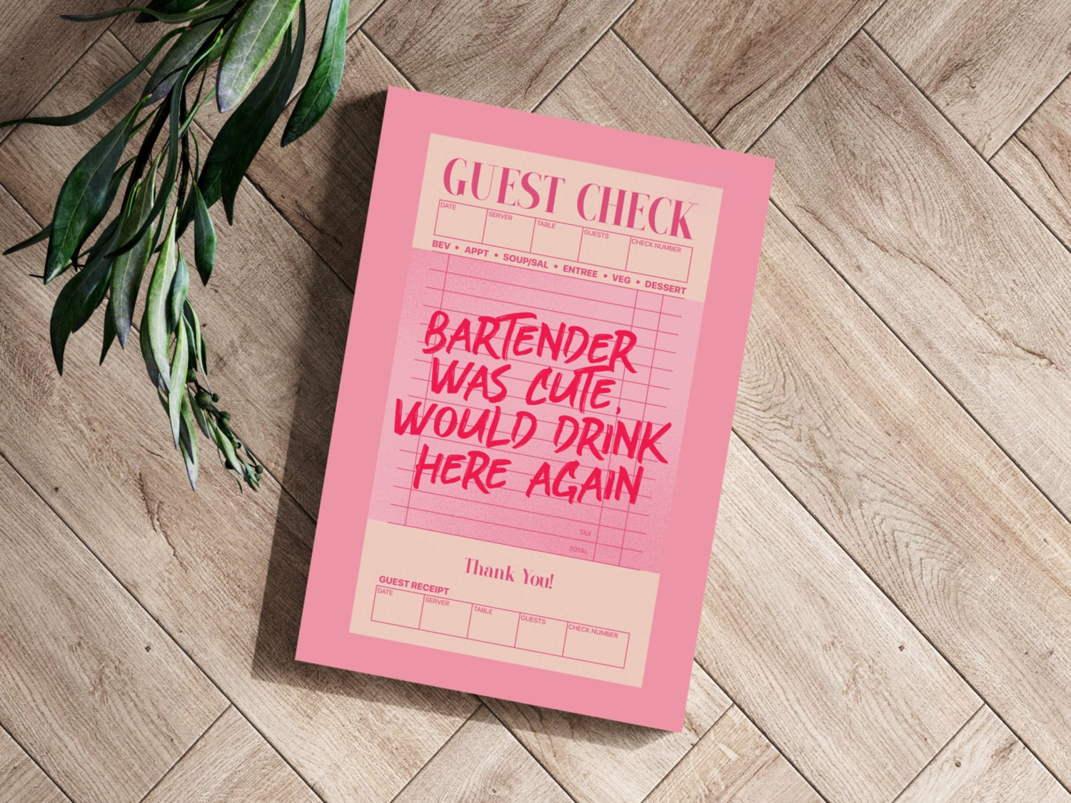 Guest Check Aluminum Print.