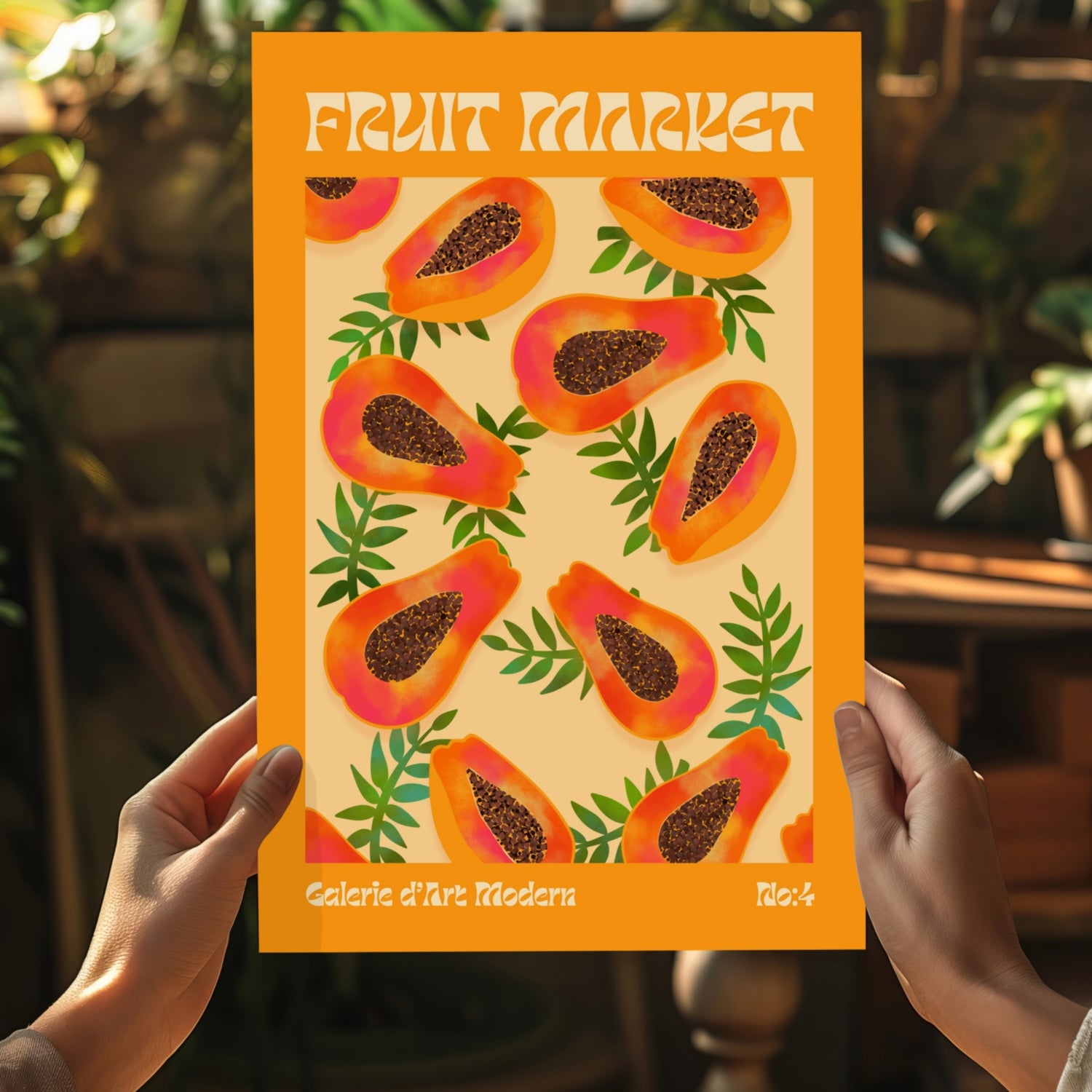 Modern Art Gallery Papayas Aluminum Print.