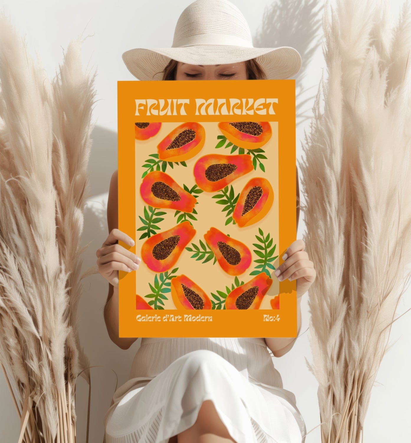 Modern Art Gallery Papayas Aluminum Print.