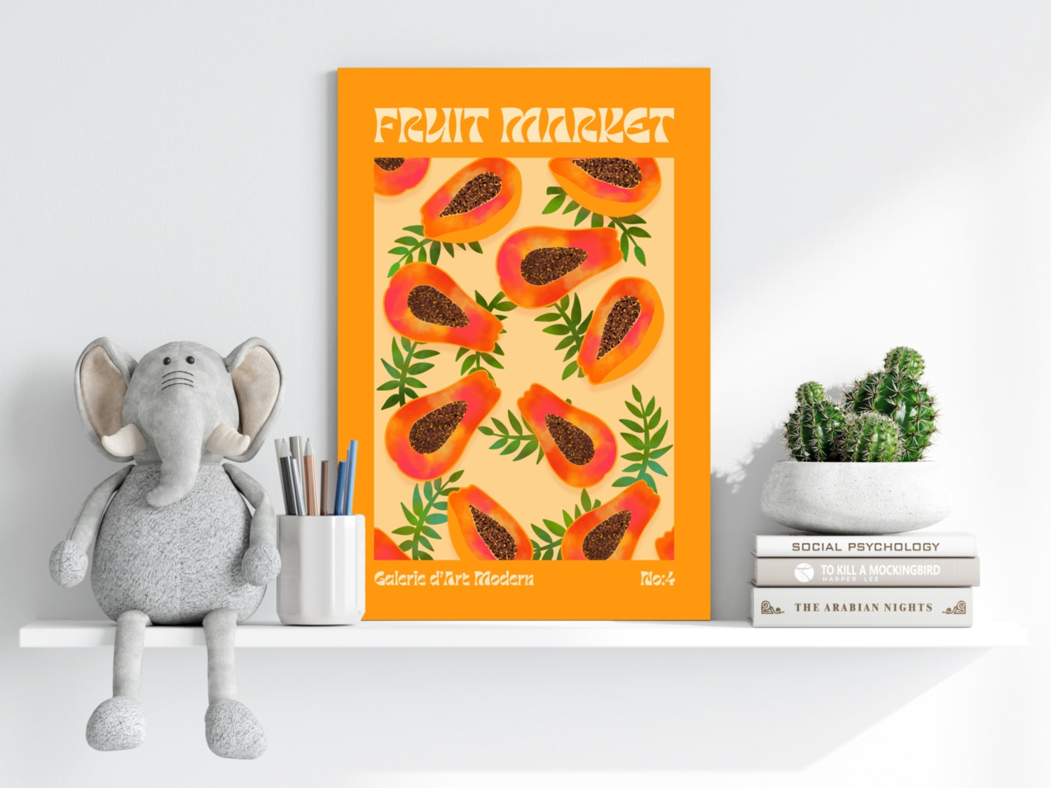 Modern Art Gallery Papayas Aluminum Print.