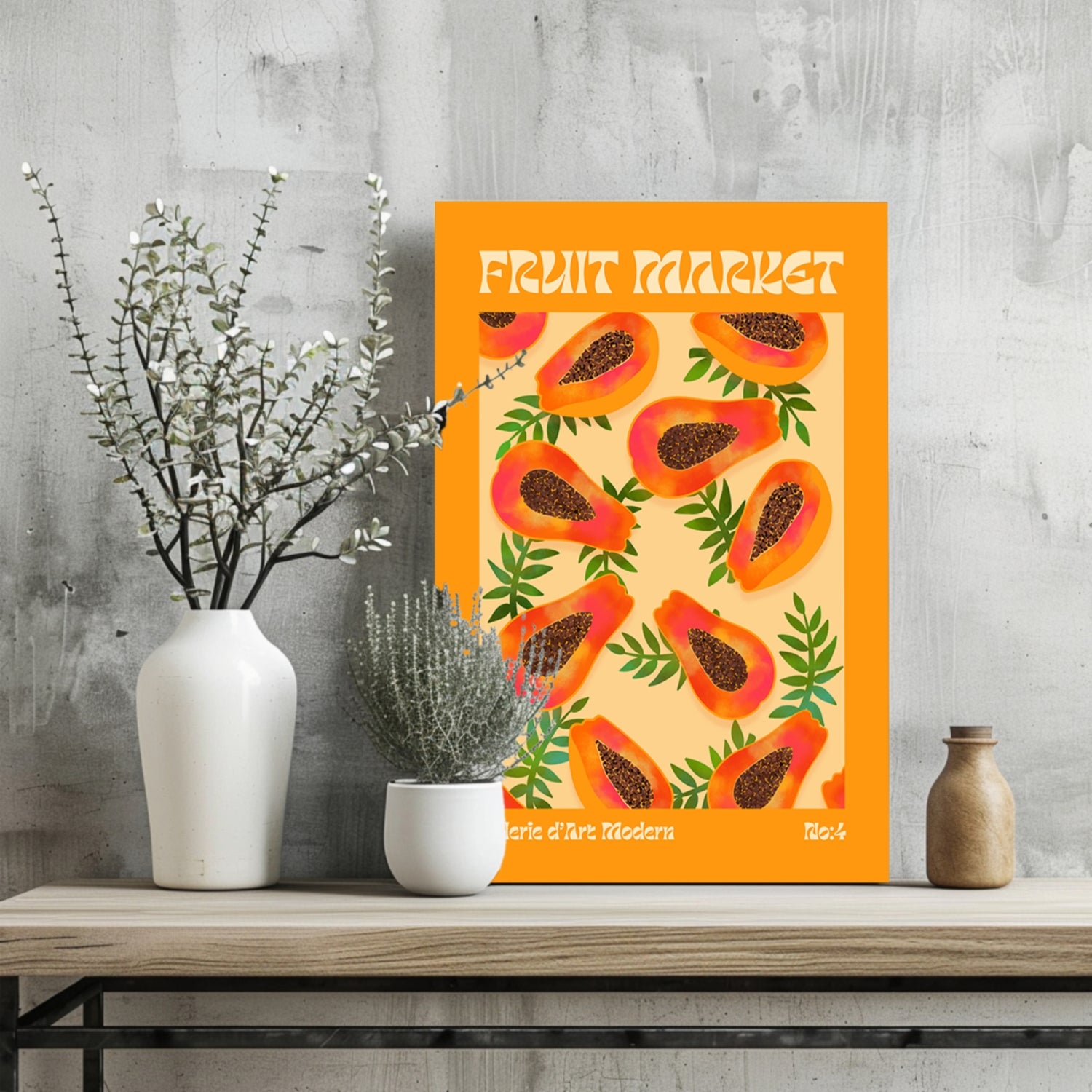 Modern Art Gallery Papayas Aluminum Print.