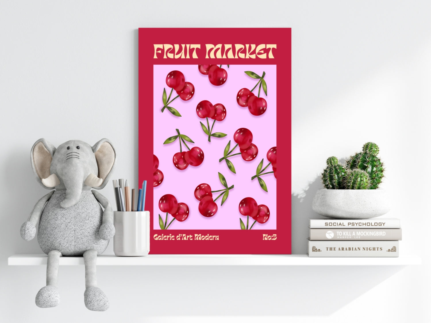 Modern Art Gallery Cherry Aluminum Print.