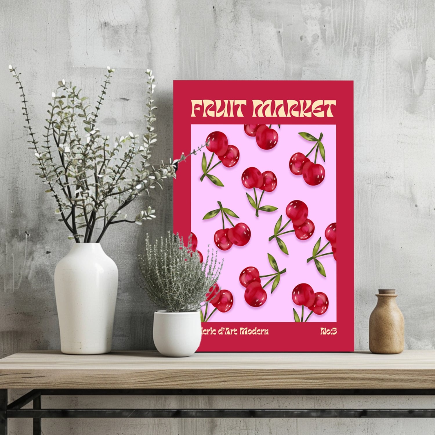 Modern Art Gallery Cherry Aluminum Print.