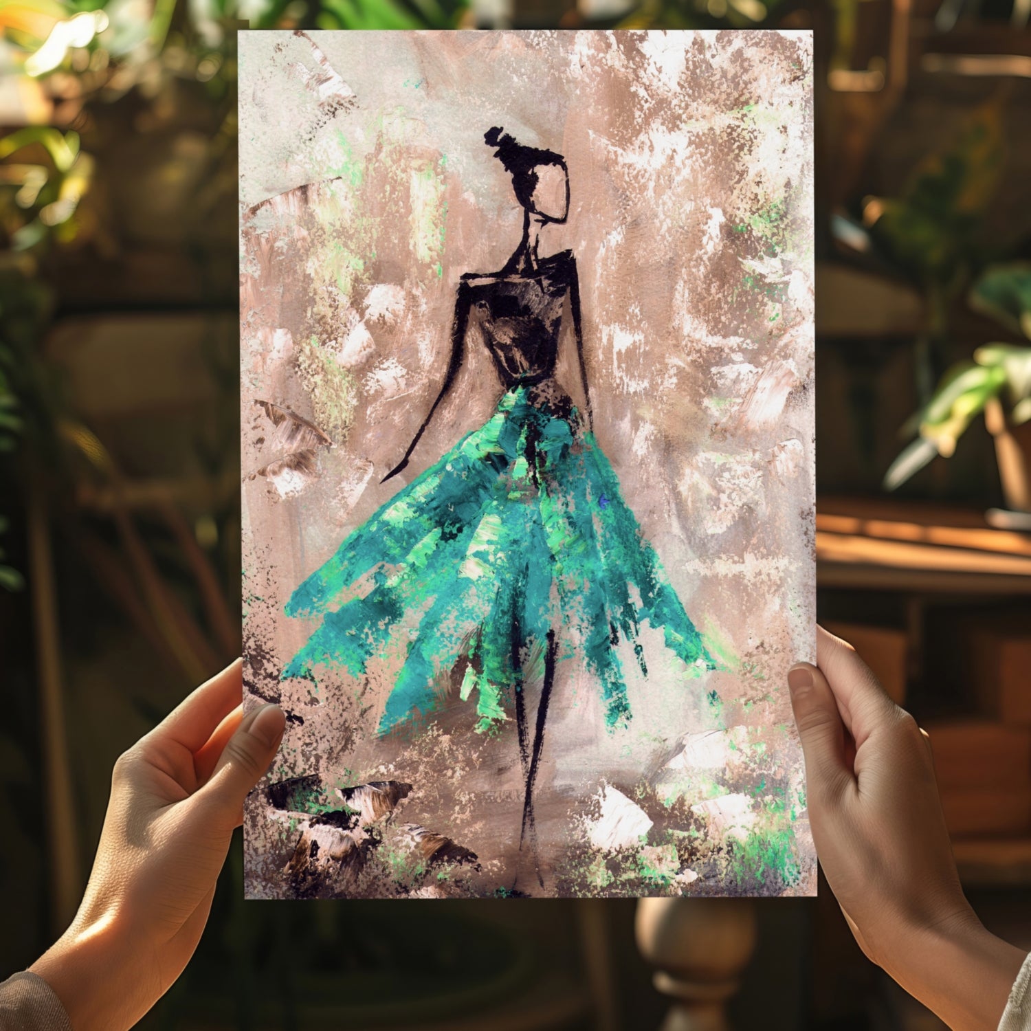Lady in Green Dress Aluminum Print.