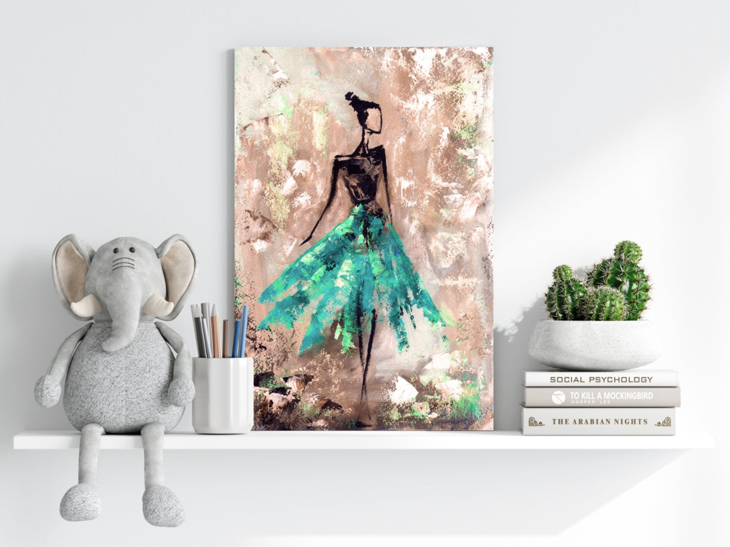 Lady in Green Dress Aluminum Print.