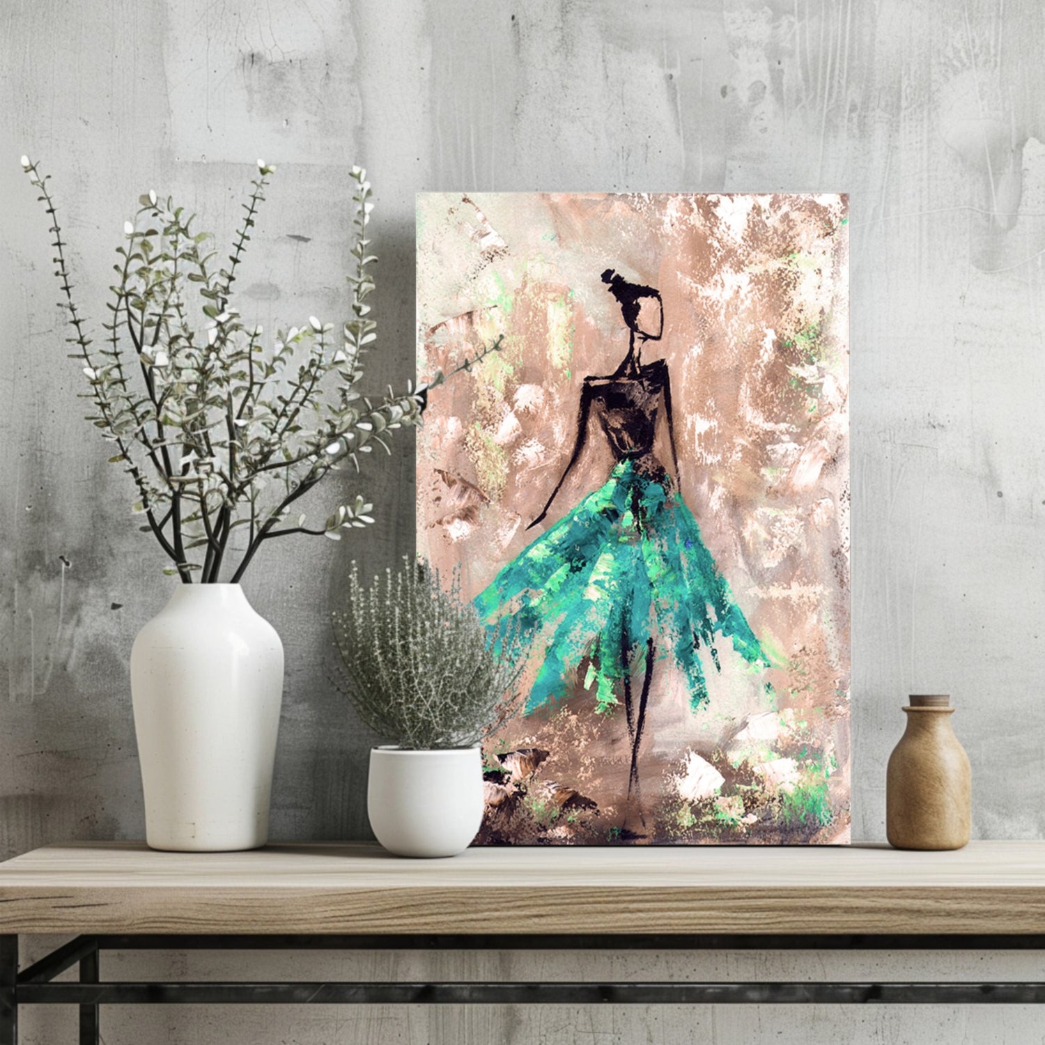 Lady in Green Dress Aluminum Print.
