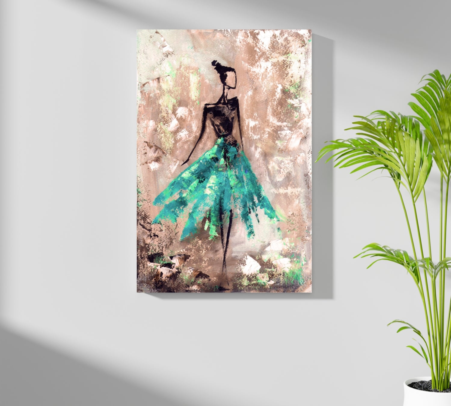 Lady in Green Dress Aluminum Print.