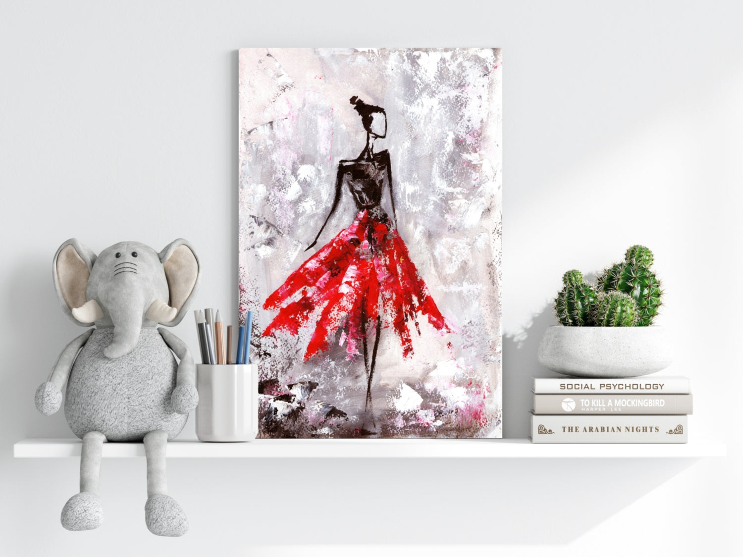 Lady in Red Dress Aluminum Print.