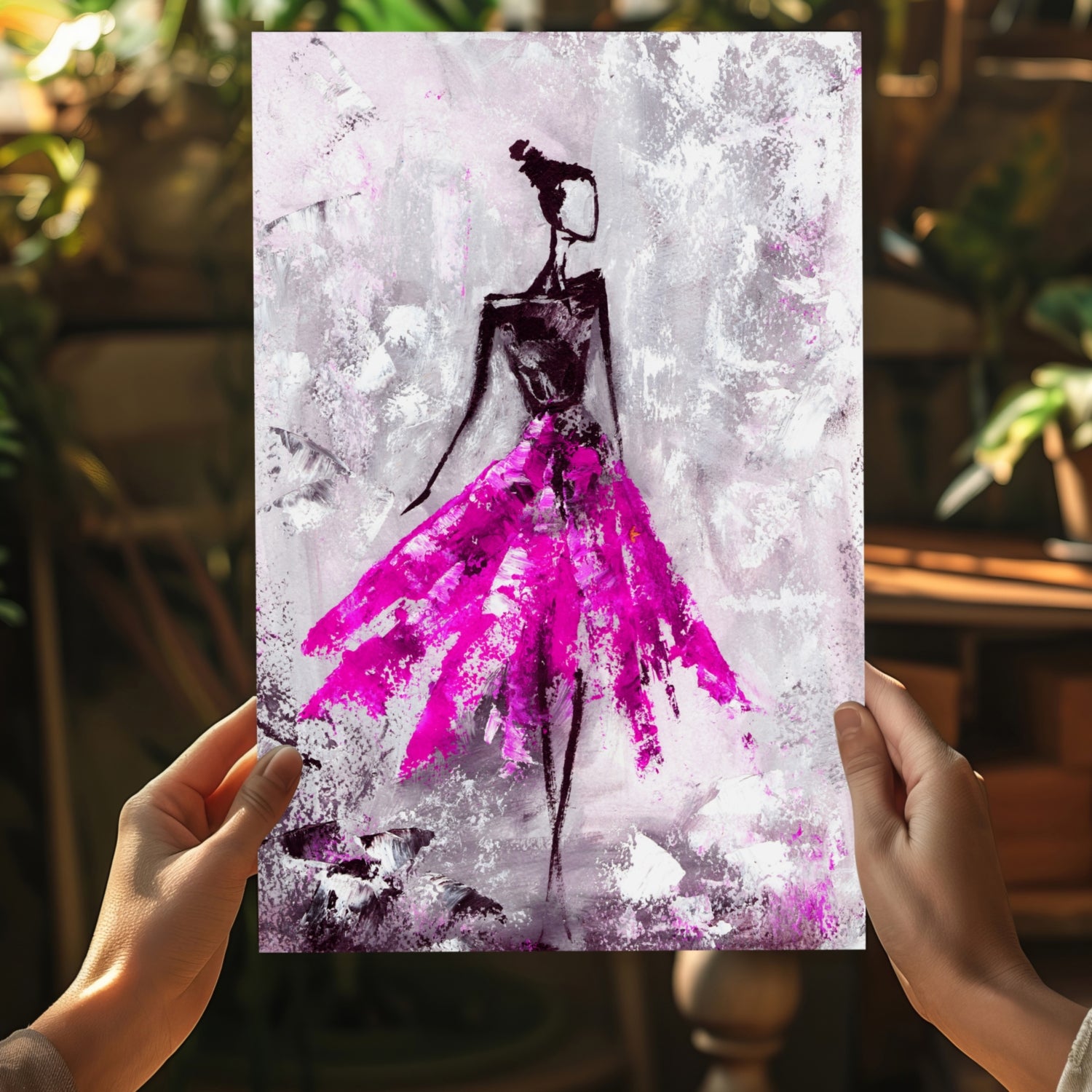 Lady in Pink Dress Aluminum Print.