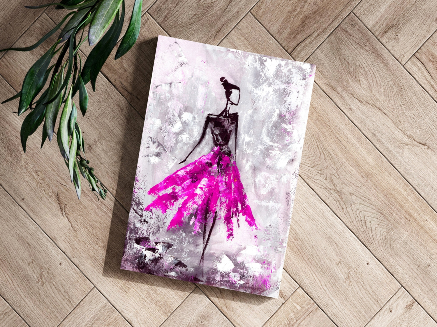 Lady in Pink Dress Aluminum Print.