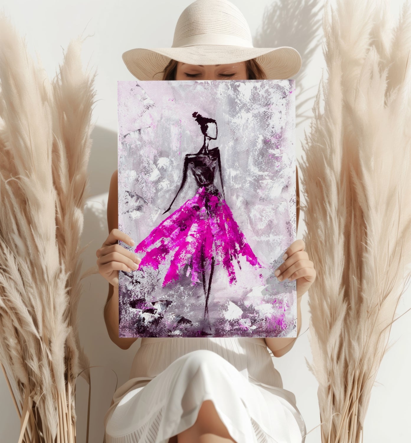 Lady in Pink Dress Aluminum Print.