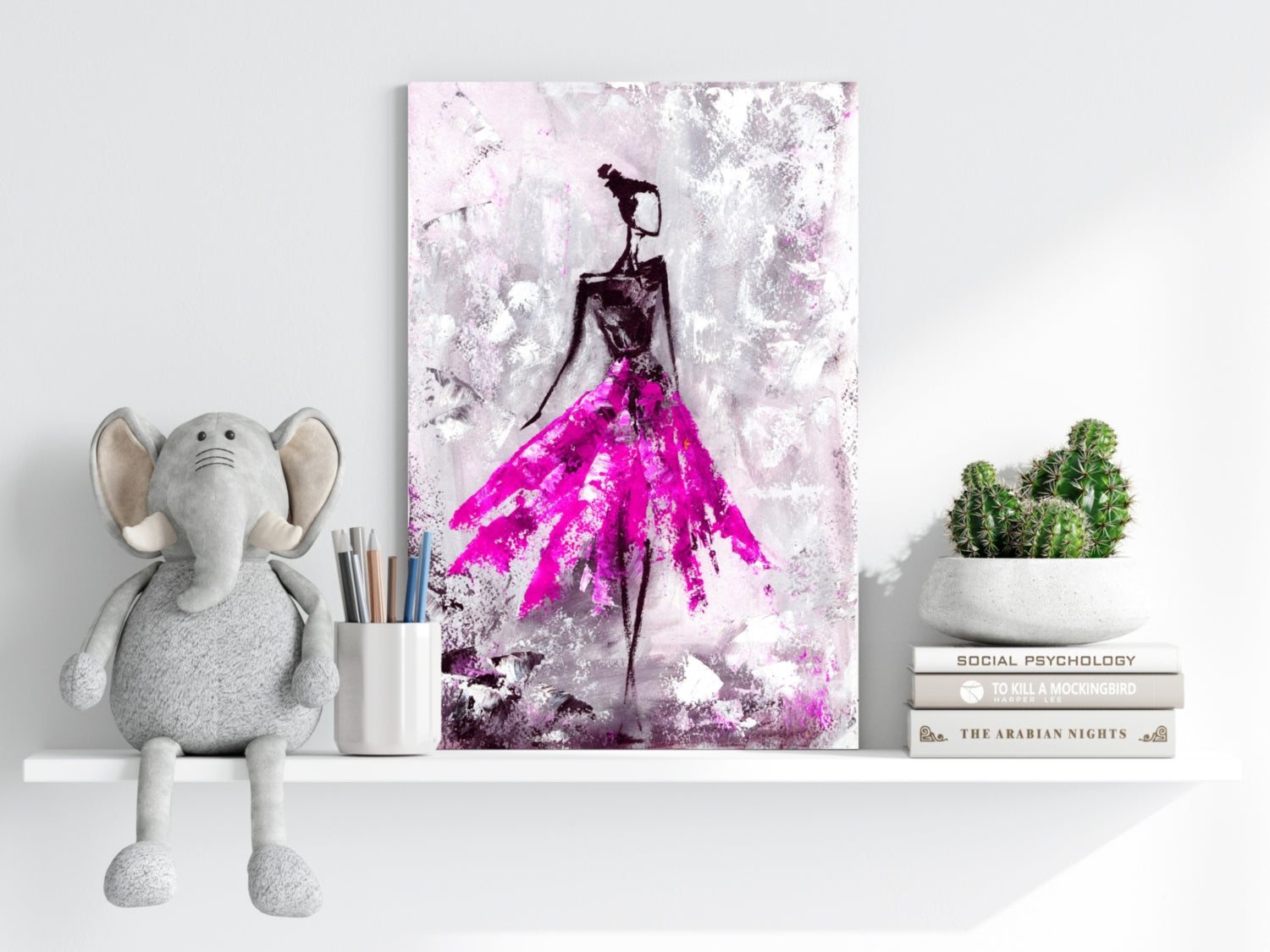 Lady in Pink Dress Aluminum Print.