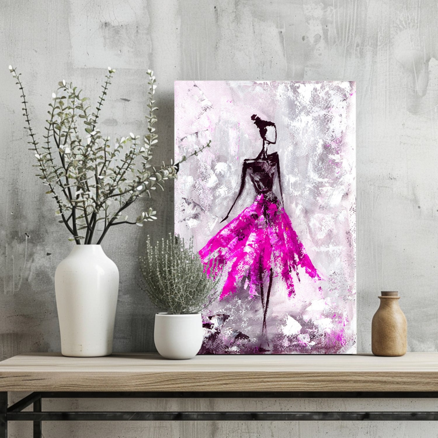 Lady in Pink Dress Aluminum Print.