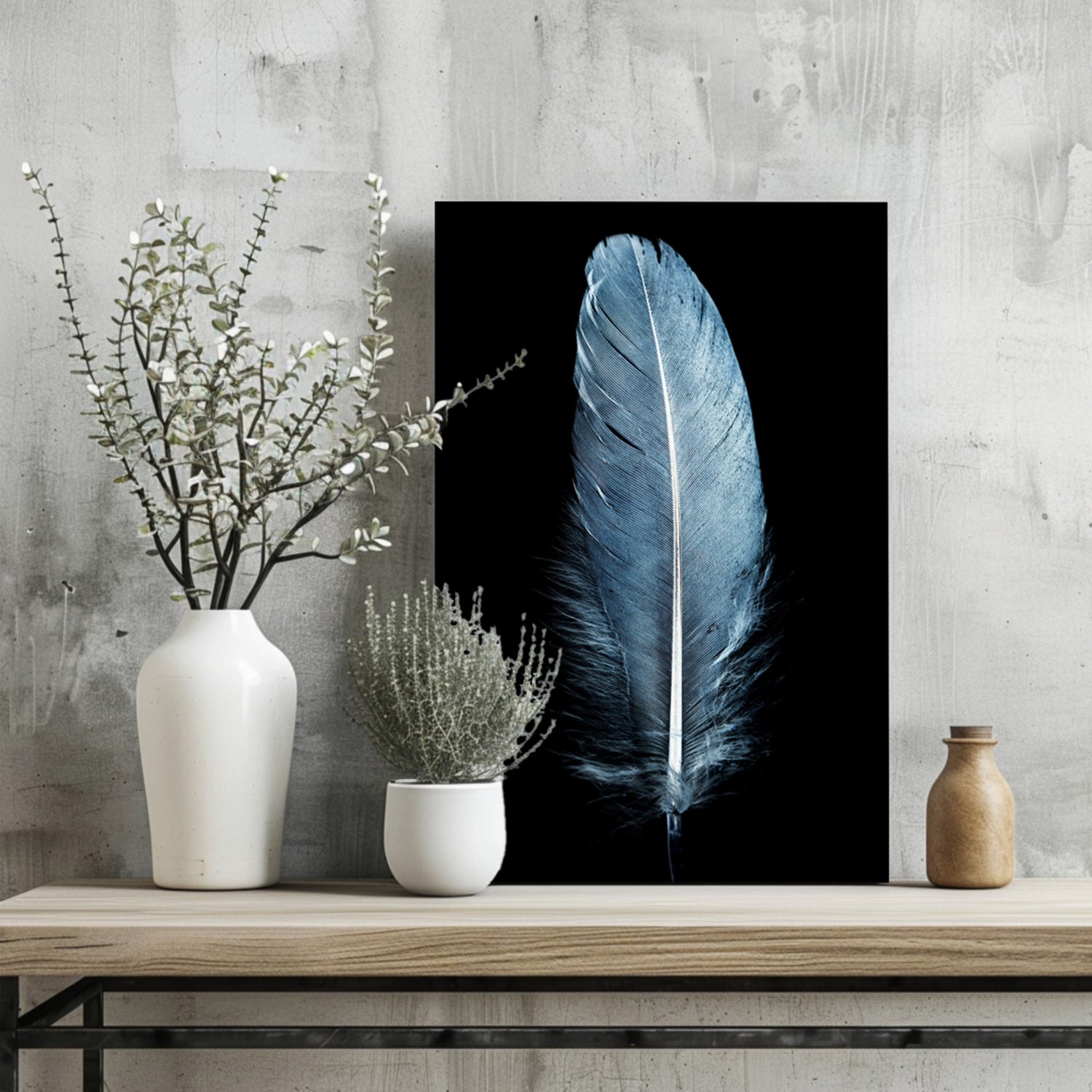 Blue Feather Aluminum Print.