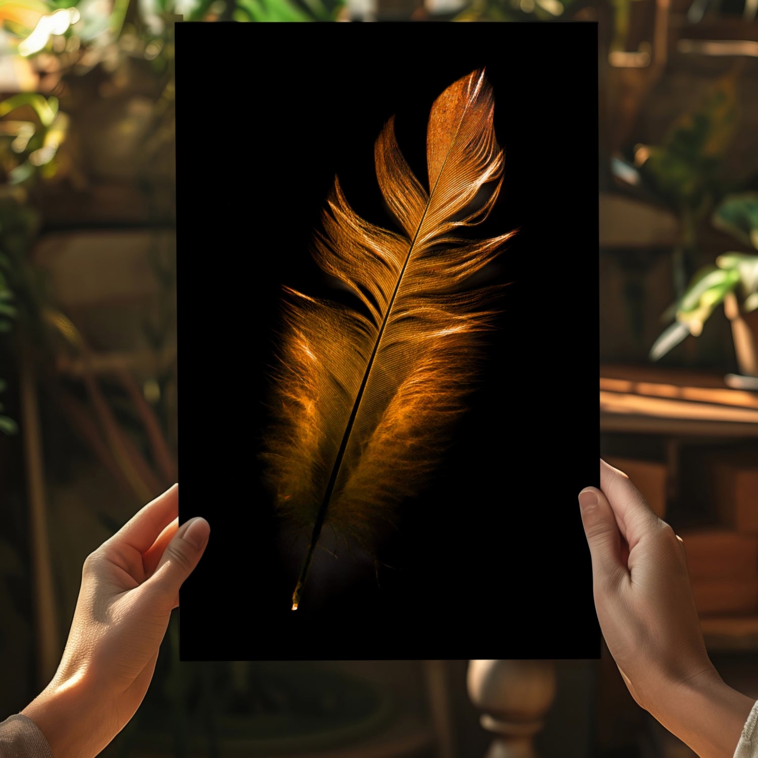 Bronze Feather Aluminum Print.