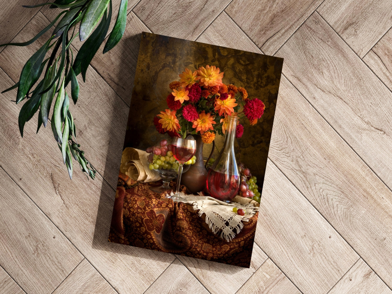 Wine and Flowers Aluminum Print.