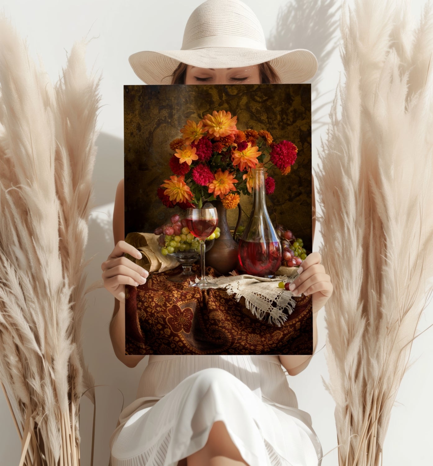 Wine and Flowers Aluminum Print.