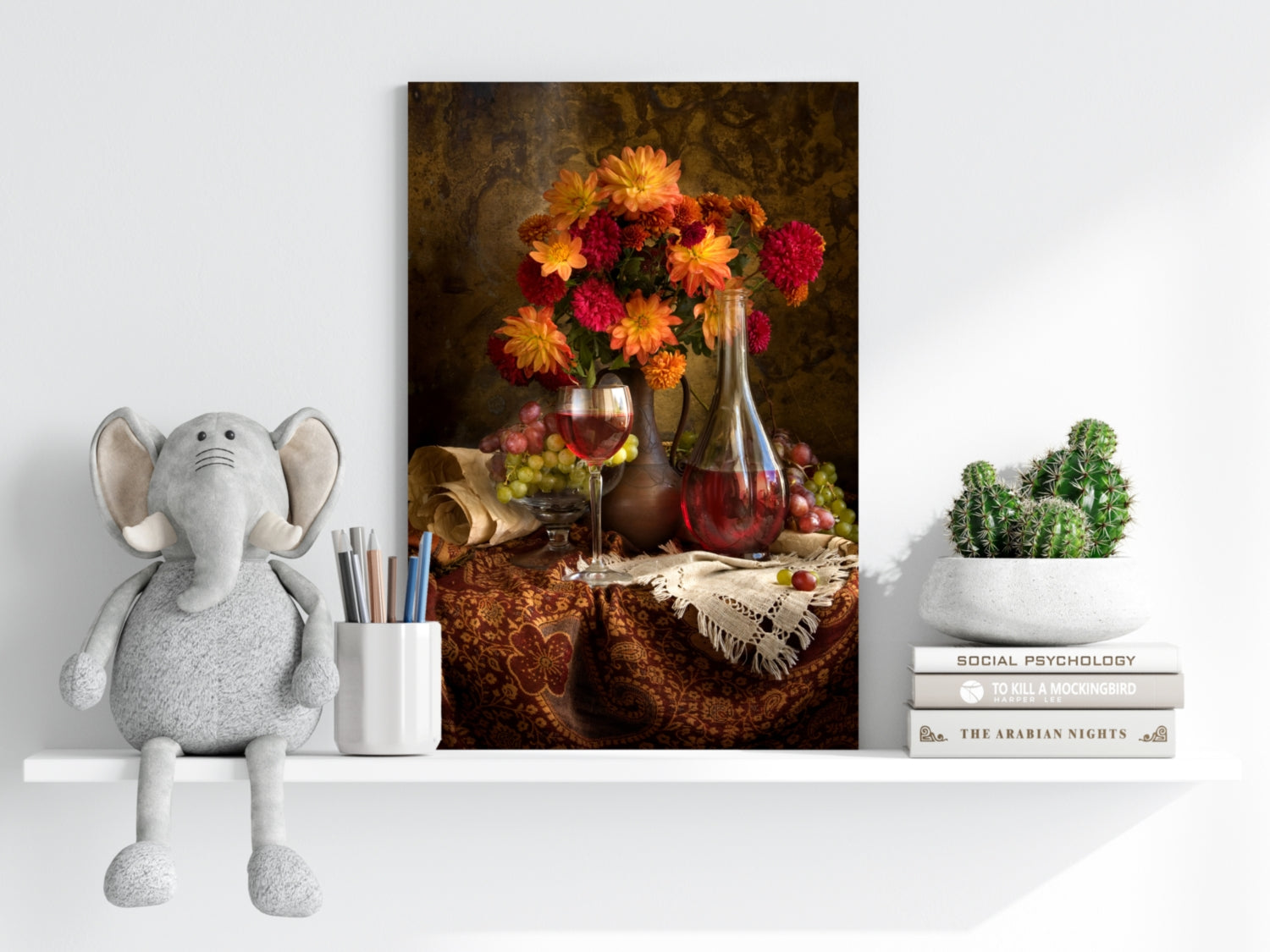 Wine and Flowers Aluminum Print.