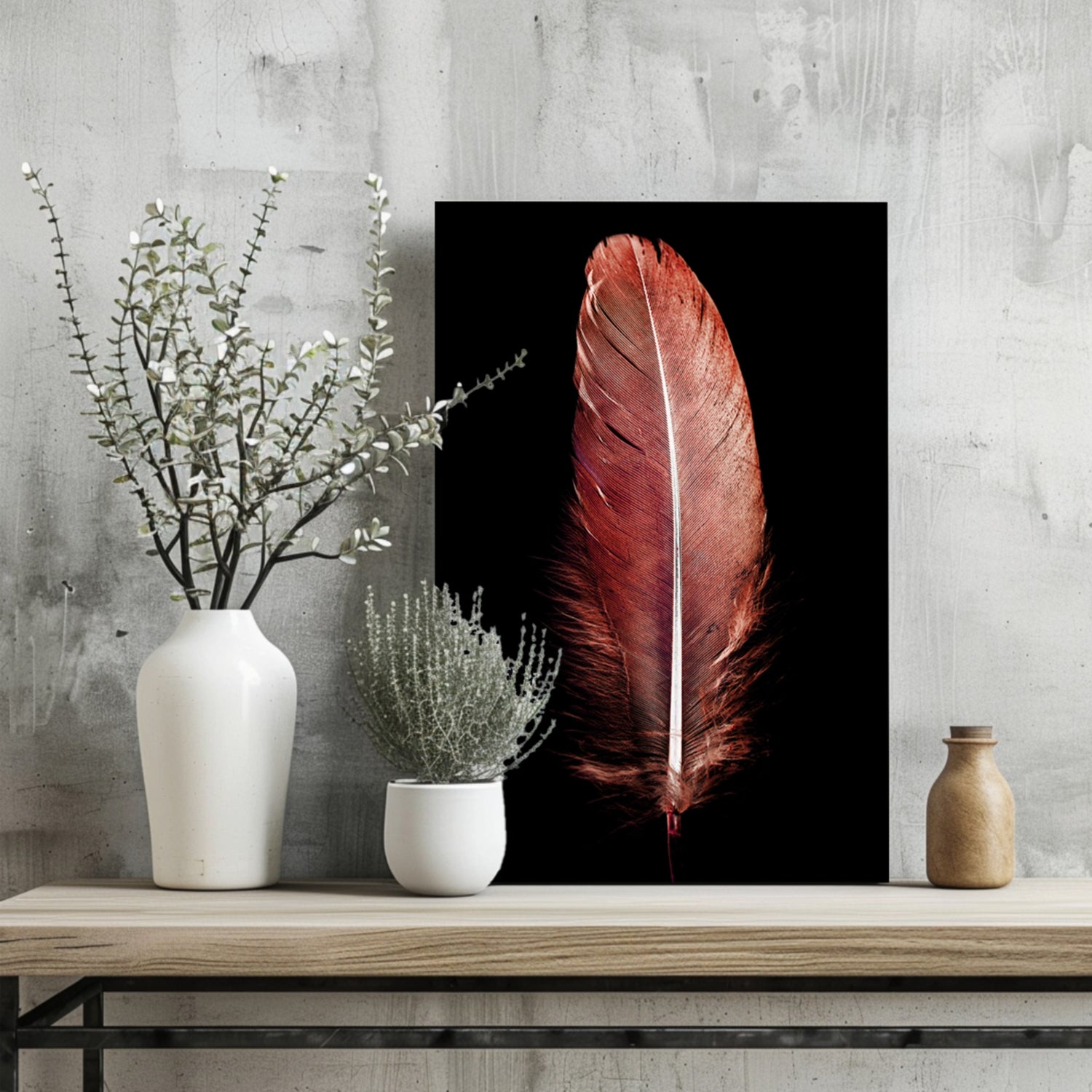 Red Feather Aluminum Print.