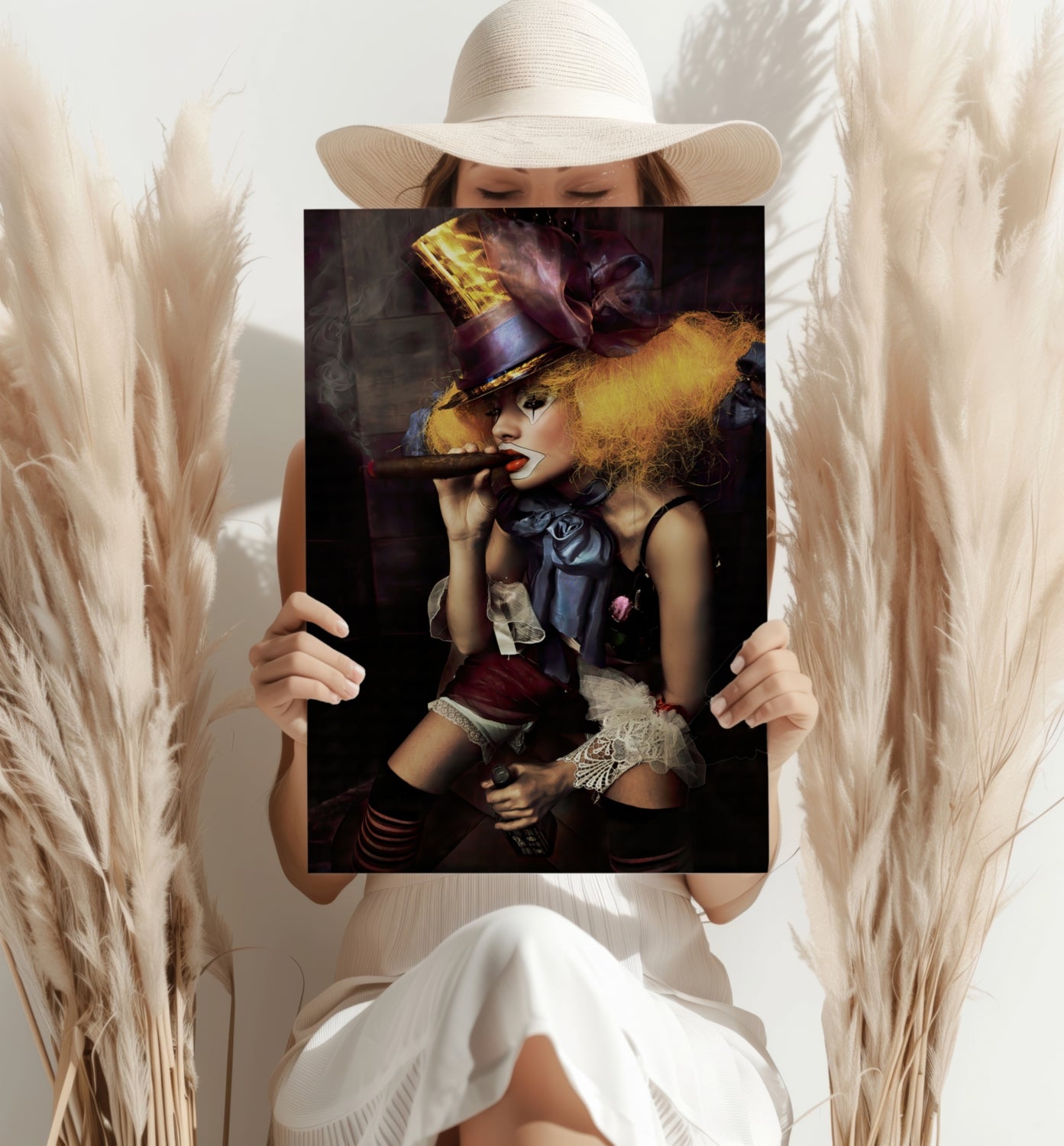 Woman Clown Aluminum Print.