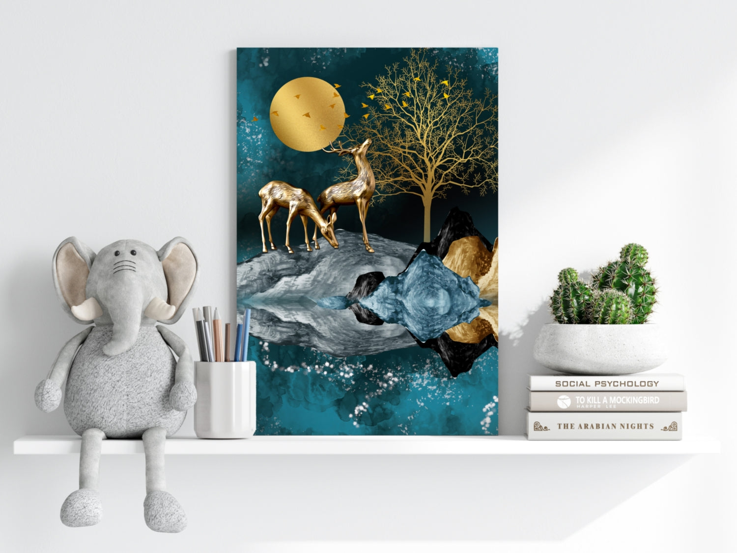 Deers at Night Aluminum Print.