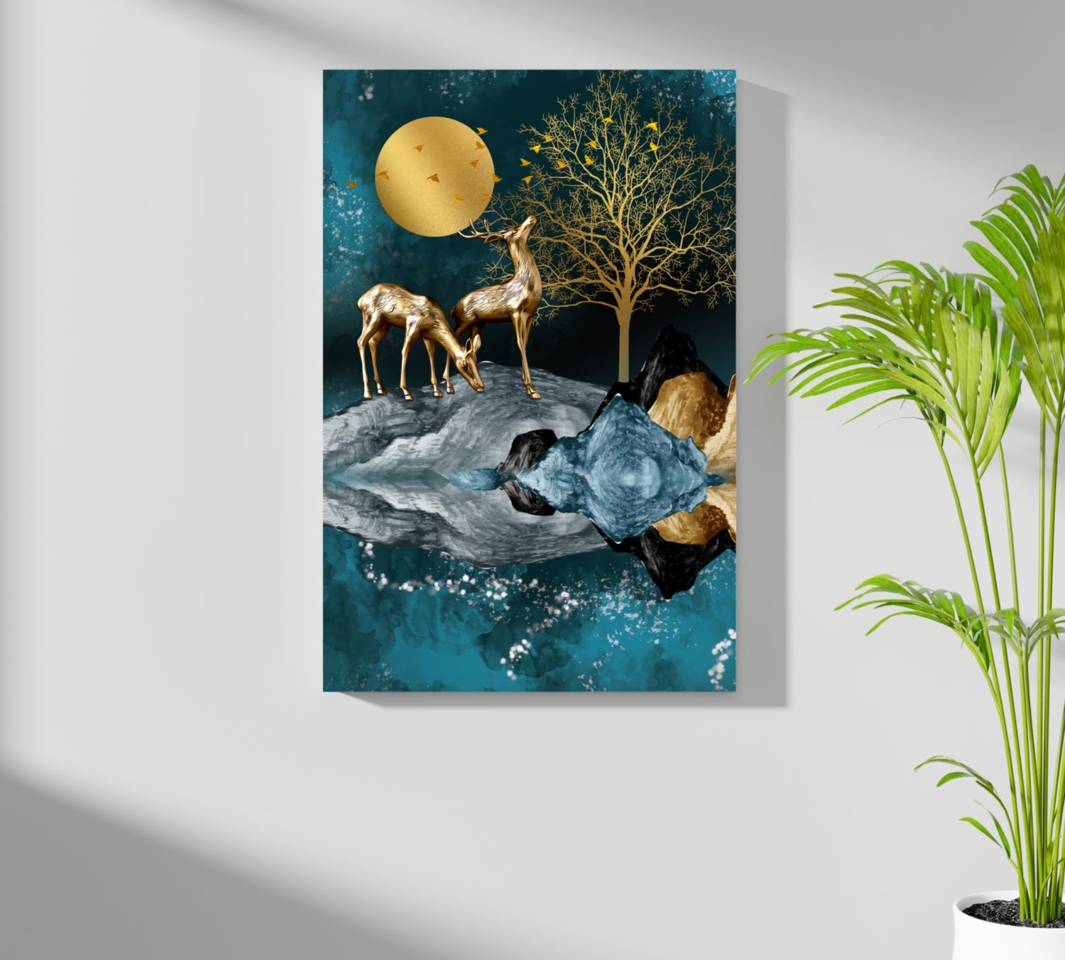 Deers at Night Aluminum Print.