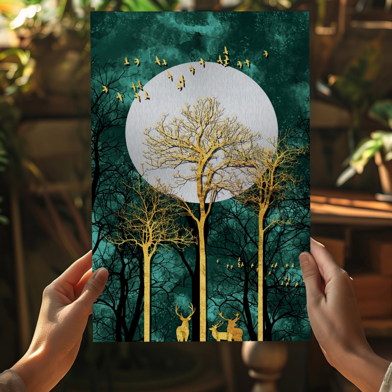 Golden Deers Aluminum Print.