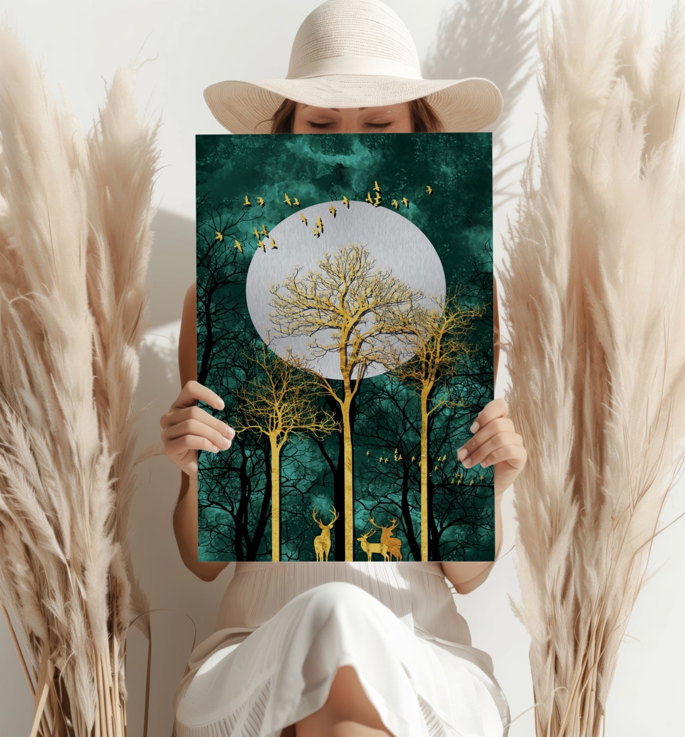 Golden Deers Aluminum Print.