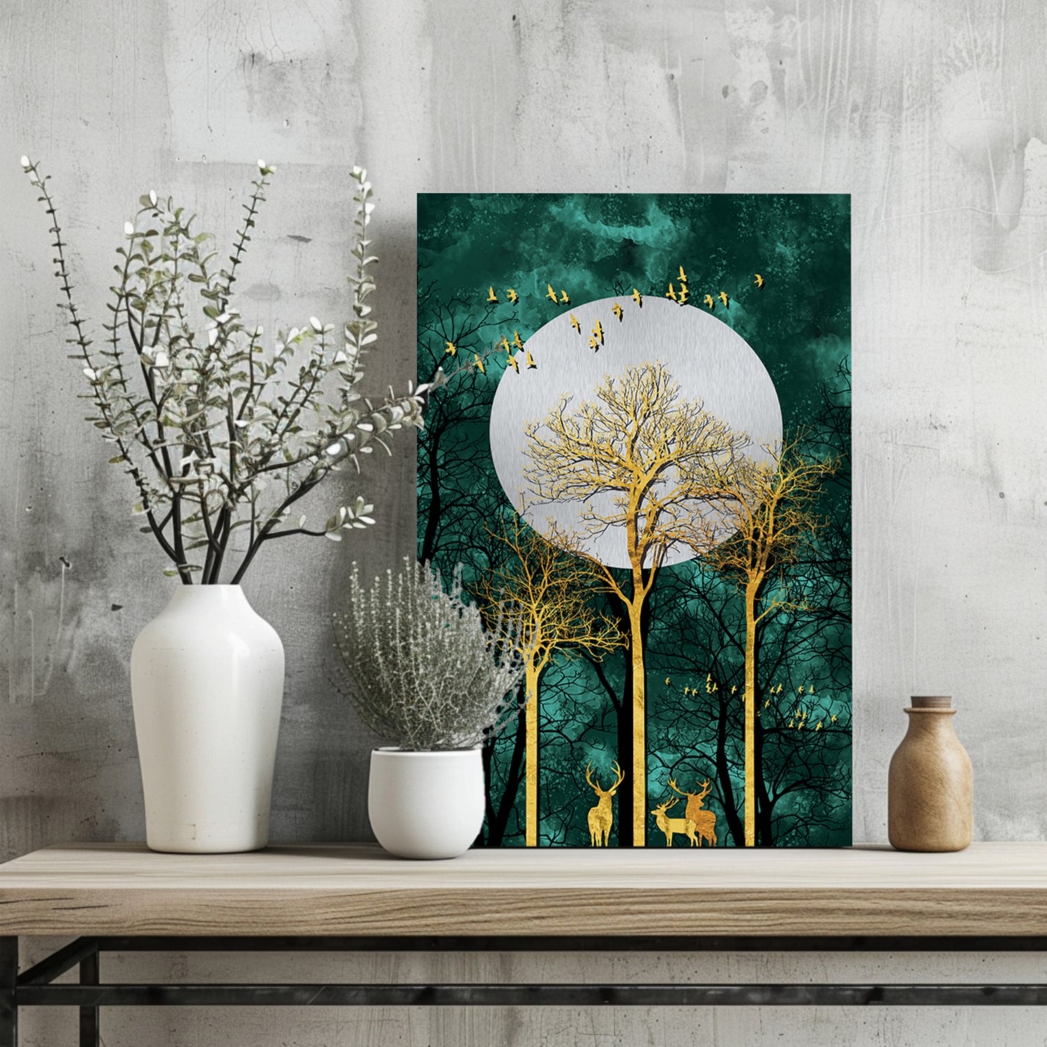 Golden Deers Aluminum Print.