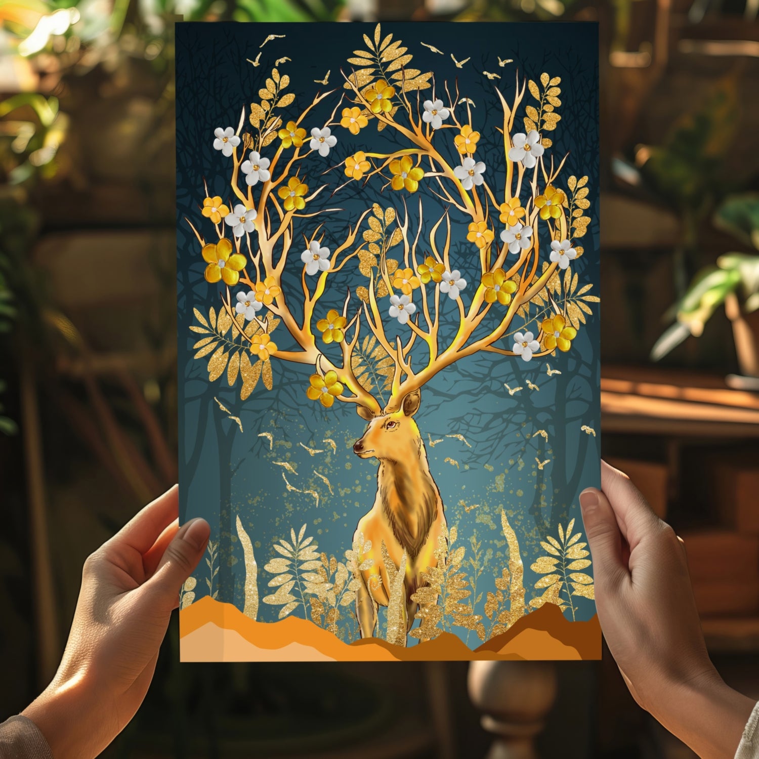 Golden Deer Aluminum Print.
