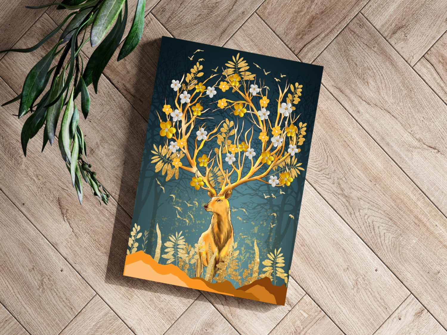 Golden Deer Aluminum Print.